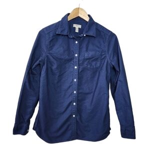 Lands End Canvas 1963 Button Down Long sleeve Blue Women's Shirt  Size S